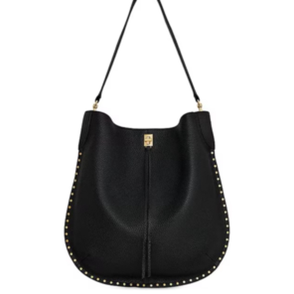 Rebecca Minkoff Black Slim Leather Studded Hobo Shoulder Bag